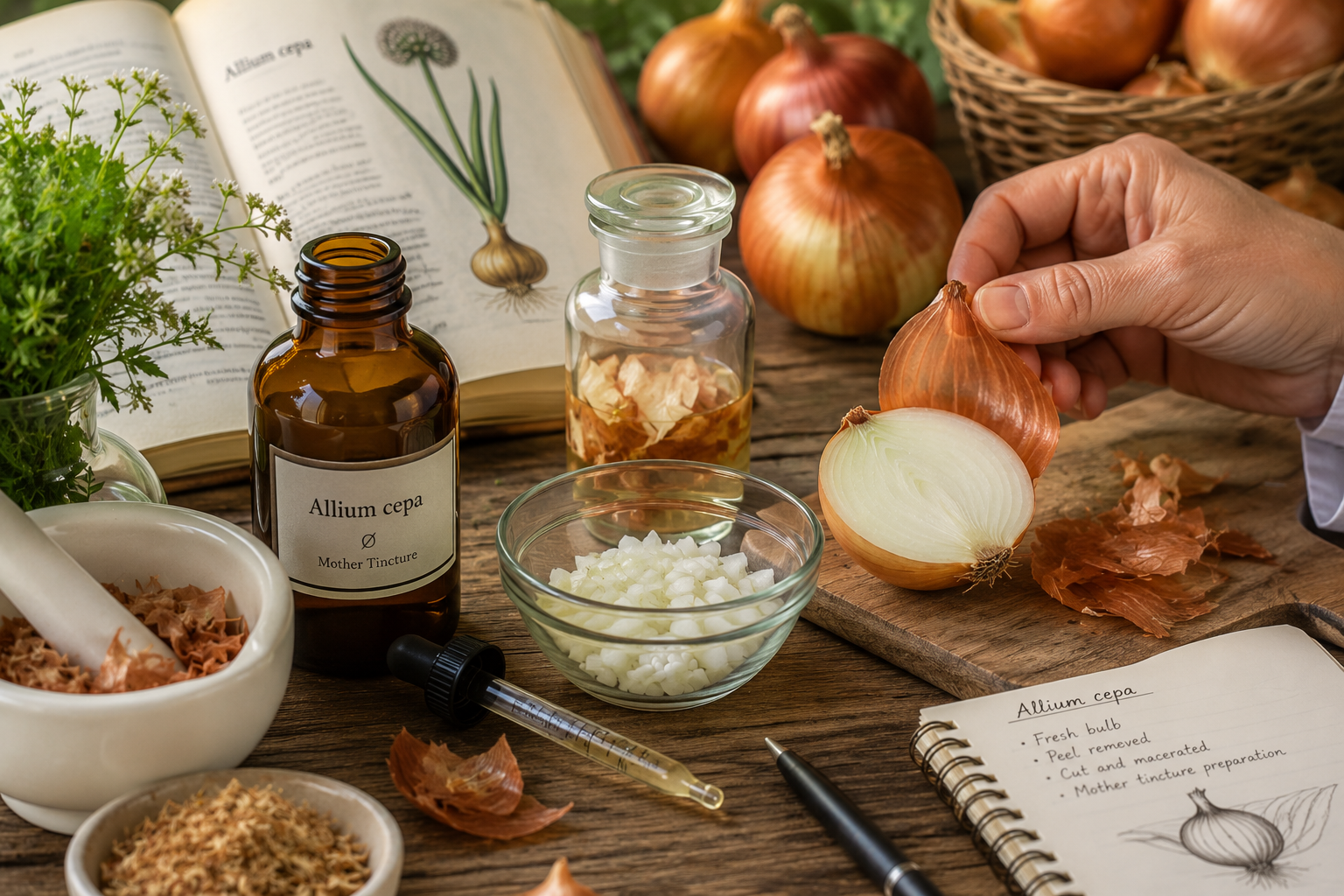 allium cepa being prepared by a natural healer