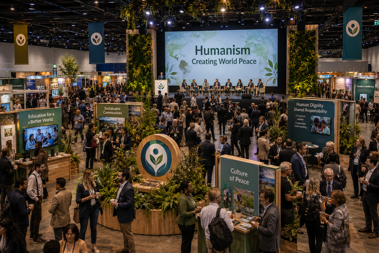 people attending a global peace convention