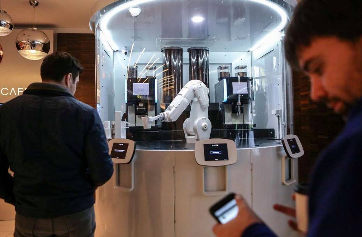 Robot kiosks are becoming a popular trend in high foot traffic areas.