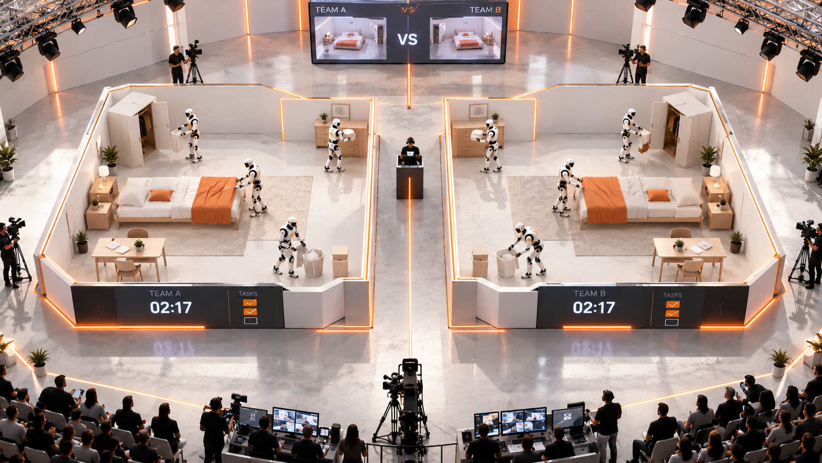 Two teams go head-to-head in a tournament style competition