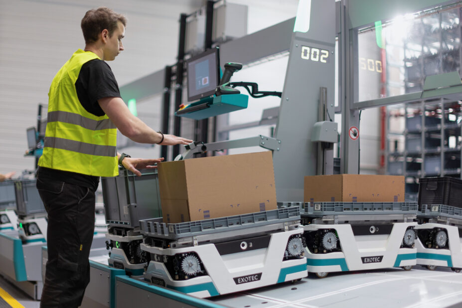 Exotec Skypod goods-to-person picking station for efficient order fulfillment and inventory handling.