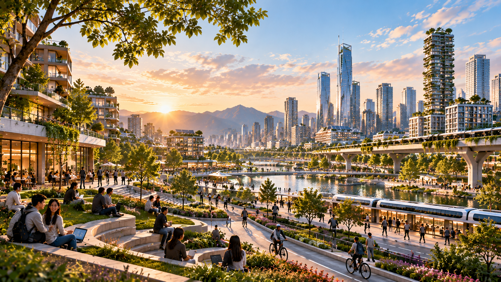 Modern urban development creates accessible public spaces that improve quality of life.